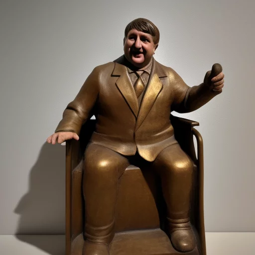 01777-1013878394-A large carving of the English comedian Peter Kay sitting in a wheelchair, in the style of Lorenzo Ghiberti.webp